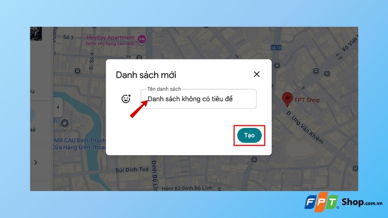 tạo danh sách yêu thích trên Google Maps trên máy tính