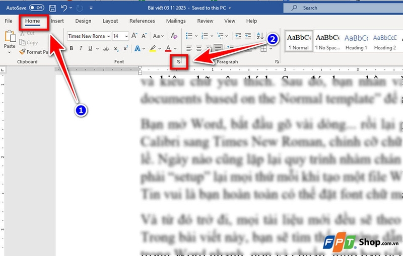 Đặt font chữ mặc định trong Word - 04