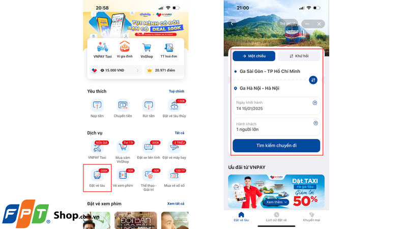 Cách đặt vé tàu Tết 2025 qua ví điện tử VNPay 1