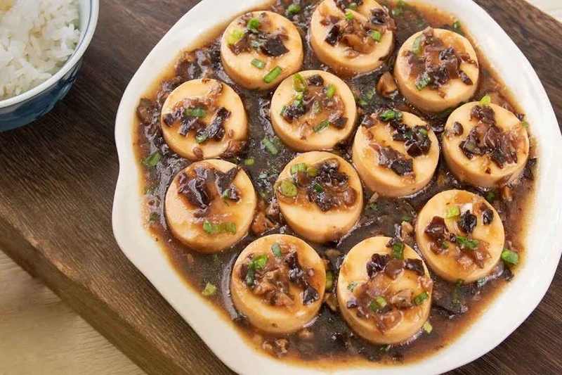 Đậu hũ non sốt nấm đông cô