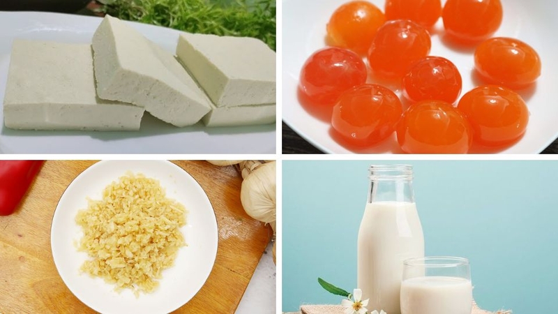 Nguyên liệu làm món đậu hũ chiên sốt trứng muối