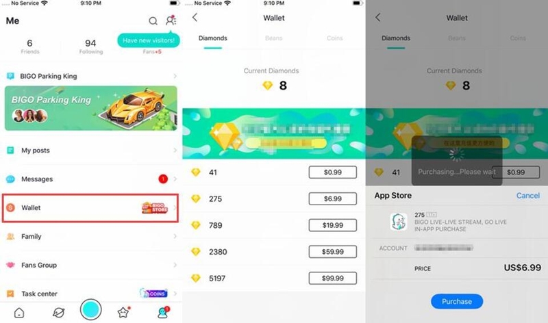 Cách nạp tiền để đổi sang Kim cương Bigo 2