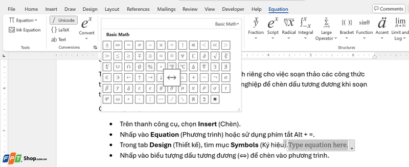 dấu tương đương trong Word ảnh 2