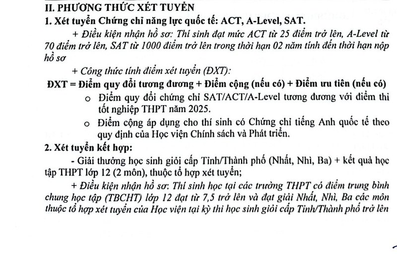 Đề án tuyển sinh Học Viện Chính Sách và Phát Triển 2025 ảnh 6