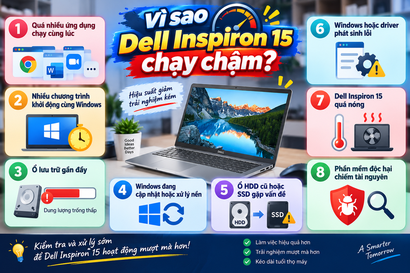 Dell Inspiron 15 chạy chậm phải làm sao? - hình 1