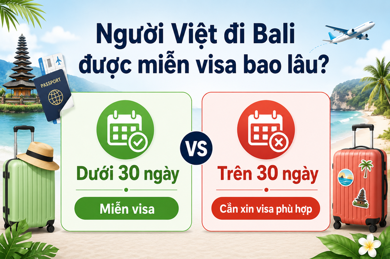 Người Việt được miễn visa đi Bali bao lâu?