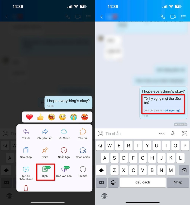 Cách dịch tin nhắn trực tiếp ngay trên Zalo ảnh 3
