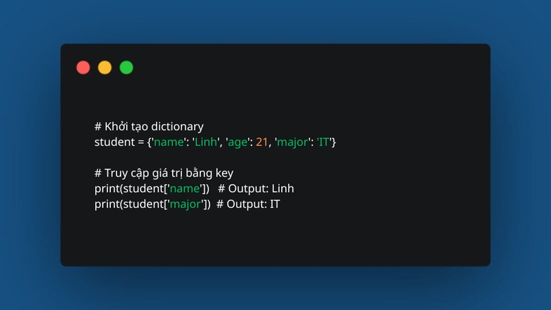 Lấy value trong Dict bằng key