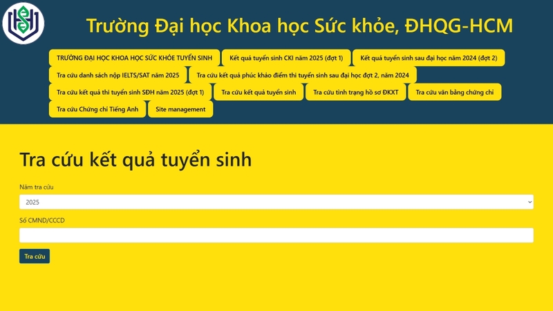 Hướng dẫn tra cứu kết quả trúng tuyển Đại học Khoa học Sức khỏe TPHCM 2025