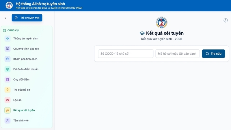 Cách tra cứu kết quả trúng tuyển Đại học Kinh tế Quốc dân 2026