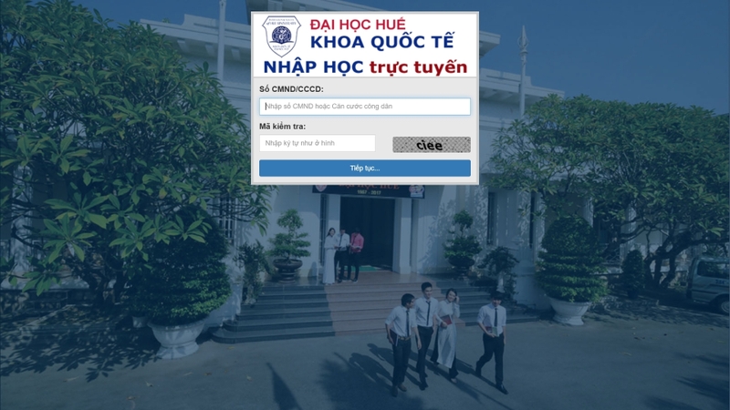 Xác nhận nhập học tại cổng xác nhận của Khoa Quốc tế - Đại học Huế