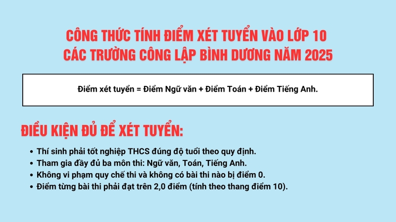 xét tuyển vào lớp 10 các trường công lập Bình Dương năm 2025