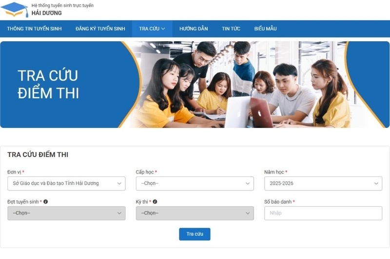 cách tra cứu điểm thi lớp 10 Hải Dương