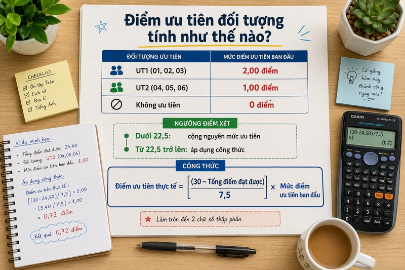 Điểm ưu tiên đối tượng tính như thế nào