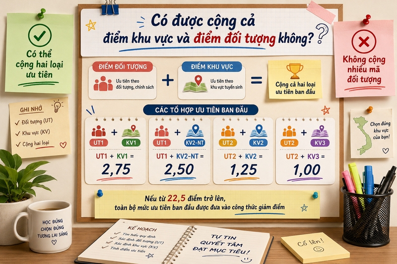 Có được cộng cả điểm khu vực và điểm đối tượng không
