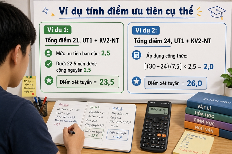 Ví dụ tính điểm ưu tiên cụ thể