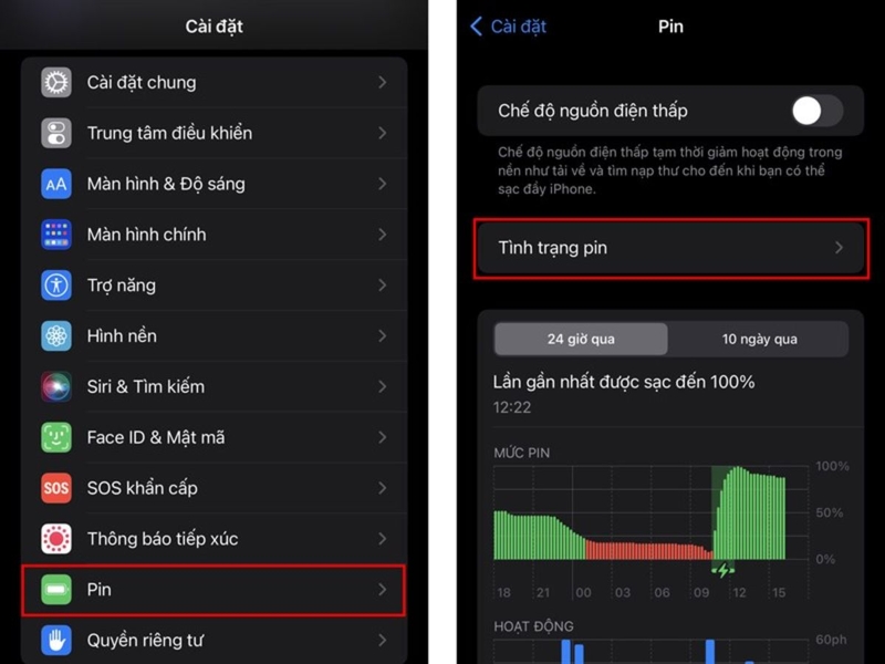 Kiểm tra tình trạng pin iphone