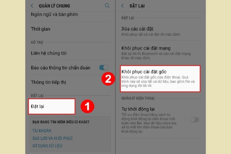 Khôi phục cài đặt gốc để loại bỏ lỗi phần mềm