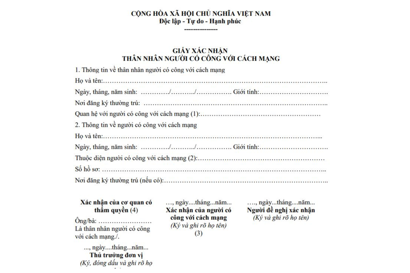Giấy tờ về tình trạng liệt sĩ