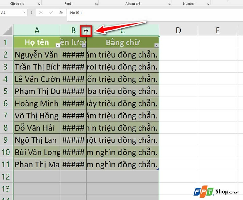 Cách chỉnh độ rộng tự động trên Excel - 06