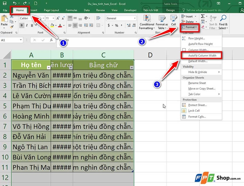 Cách chỉnh độ rộng tự động trên Excel - 04
