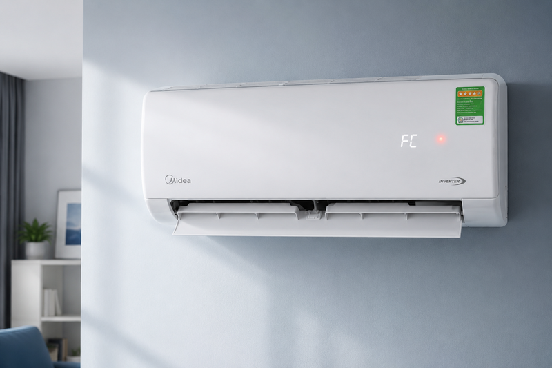 Điều h&ograve;a Midea b&aacute;o lỗi FC 1