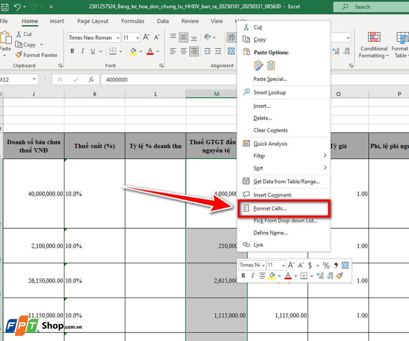 Định dạng tiền trong Excel - 04