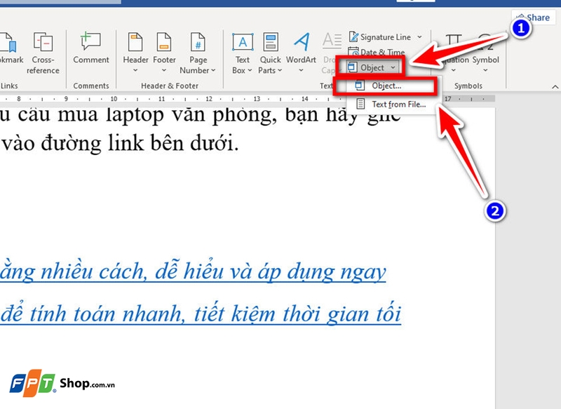 Đính kèm file trong Word - 04