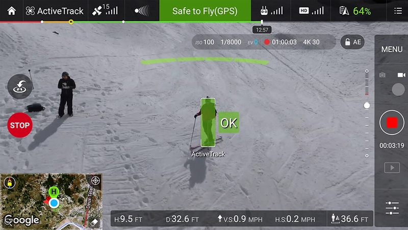 Tính năng ActiveTrack cho phép flycam tự động theo dõi một chủ thể