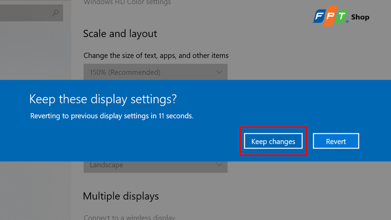 Nhấn vào nút Keep changes để áp dụng thay đổi mới