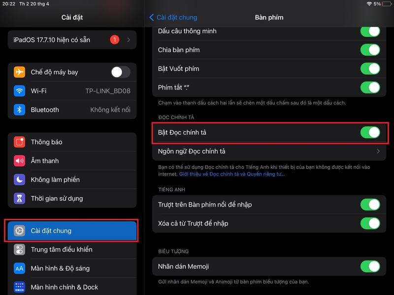 đọc chính tả văn bản trên iPad 1