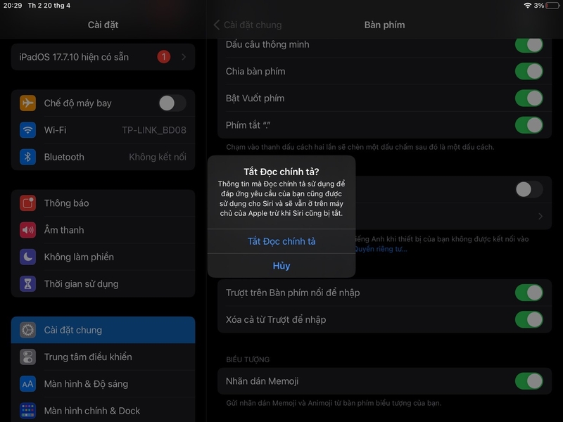 đọc chính tả văn bản trên iPad 5