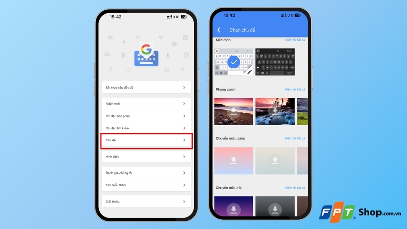 Chọn mục Chủ đề trên Gboard