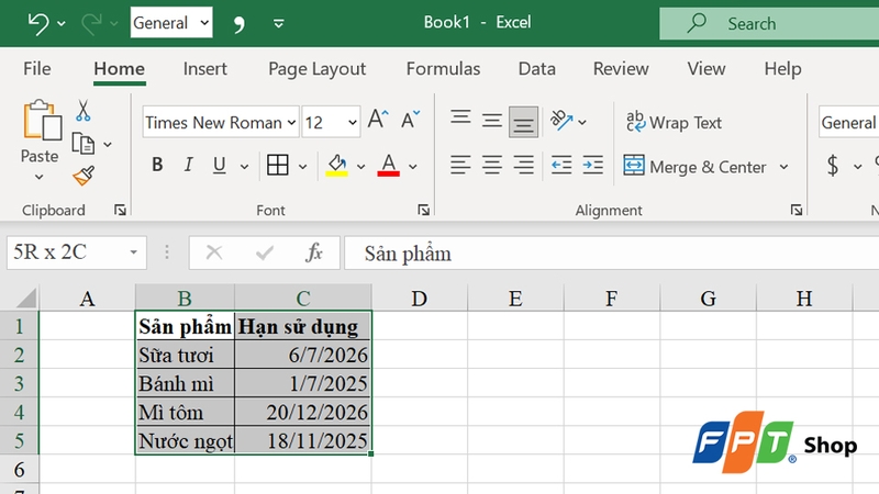 Chọn vùng dữ liệu bảng tính cần thay đổi dấu