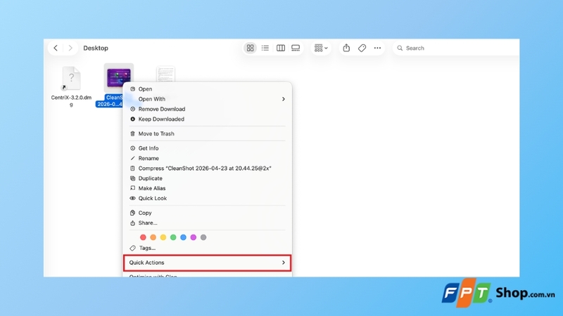 nhấp chuột phải vào ảnh và chọn Quick Actions