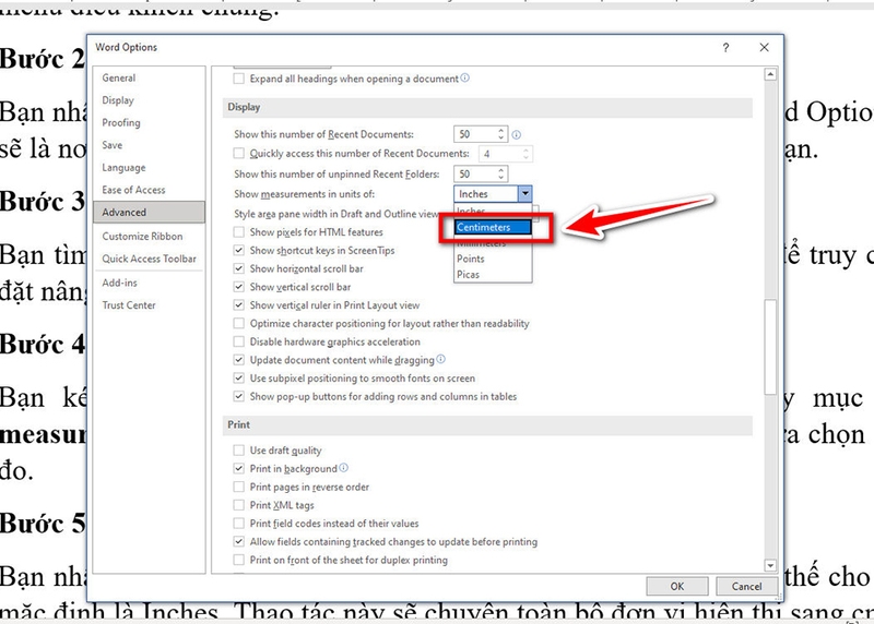 Cách đổi inch sang cm trên Word - 06