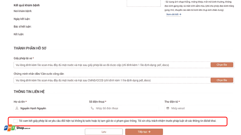 xác nhận cam kết