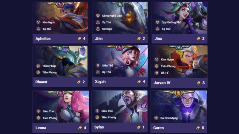 Các tướng trong đội hình