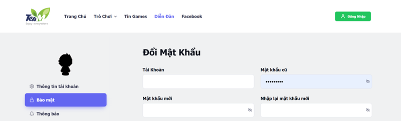 Đổi mật khẩu Avatar Musik qua trang web