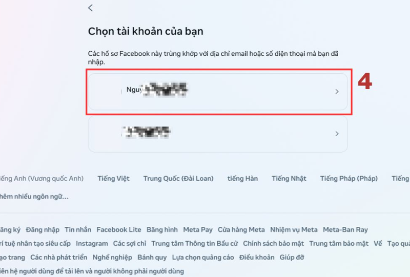 Facebook sẽ hiển thị tài khoản phù hợp để bạn xác nhận