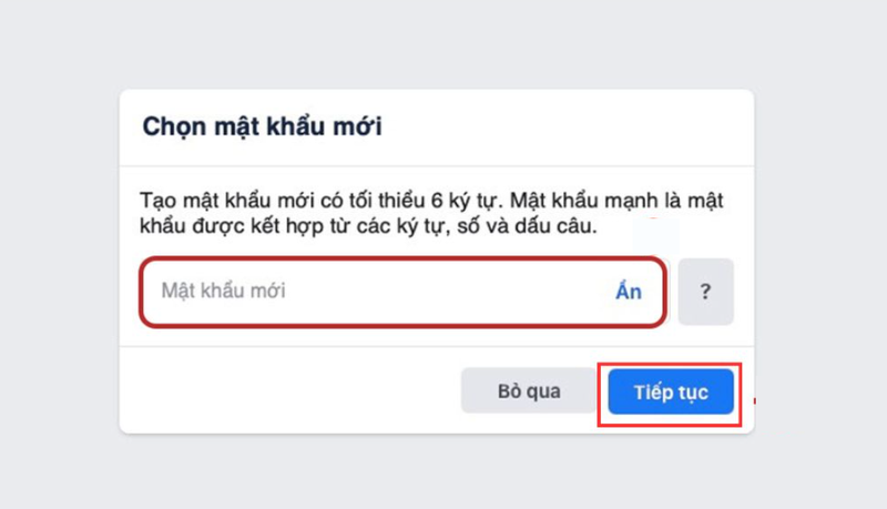 Nhập mã xác minh vừa nhận được rồi tiến hành tạo mật khẩu mới cho tài khoản Facebook