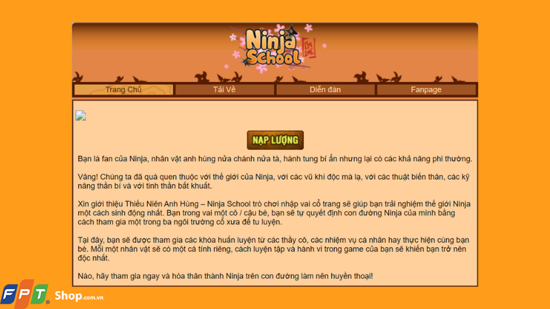 Truy cập vào trang chủ của Ninja School Online tại đây