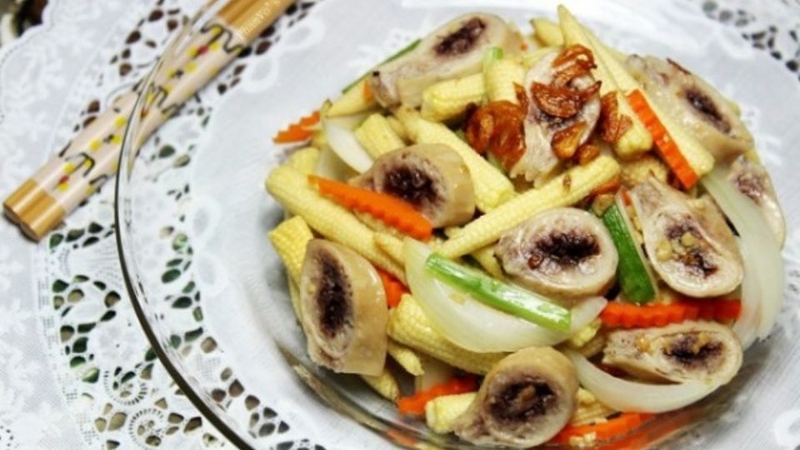 dồi trường xào chua ngọt 10