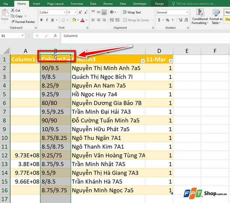 Hướng dẫn đổi vị trí cột trong Excel - 08