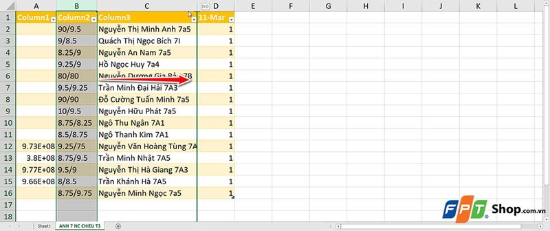 Hướng dẫn đổi vị trí cột trong Excel - 07