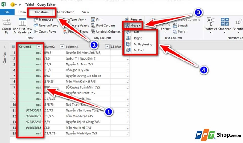 Hướng dẫn đổi vị trí cột trong Excel - 02