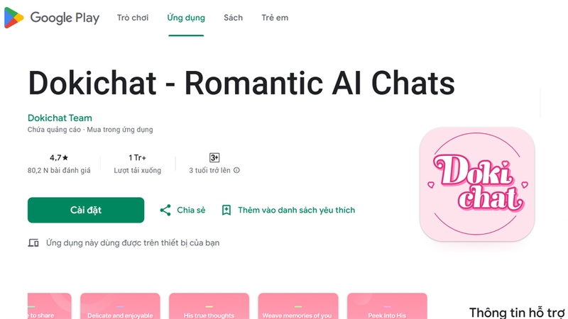Dokichat là một ứng dụng di động được nhiều người yêu thích