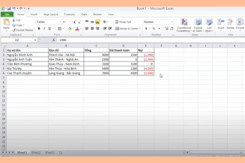 đóng dấu ngoặc số âm trong Excel (7)