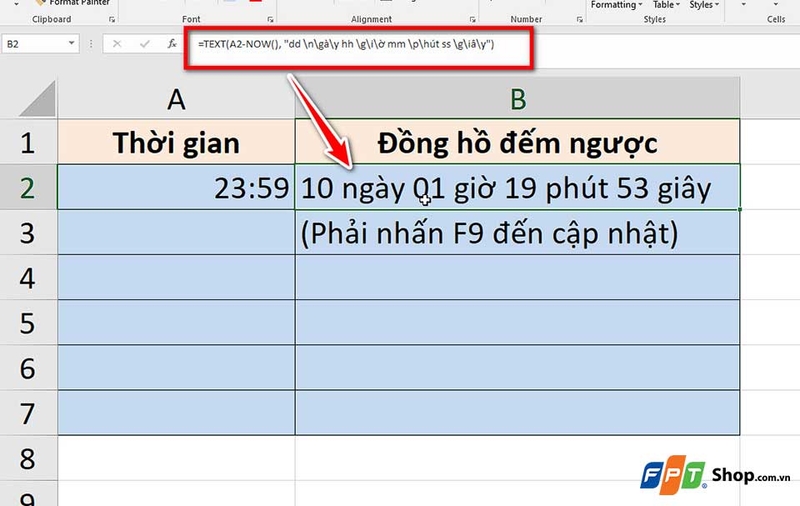 Tạo đồng hồ đếm ngược trong Excel - 07
