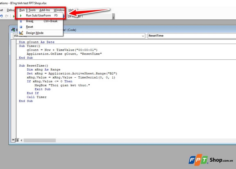 Tạo đồng hồ đếm ngược trong Excel - 02